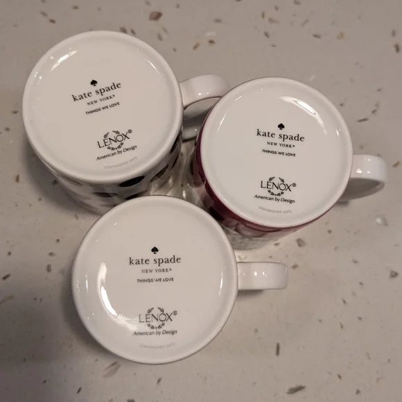 Kate Spade Mugs Set Of 3 Polka Dot And Eat Cake For Breakfast By Lenox - Picture 3 of 8